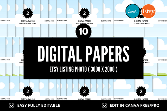 10 Digital Paper Etsy Listings Mockup: Professional Design Assets