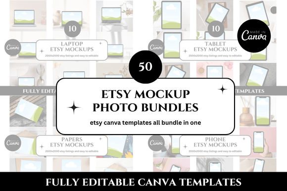 50 Photo Etsy Mockup Bundle: Elevate Your Digital Listings