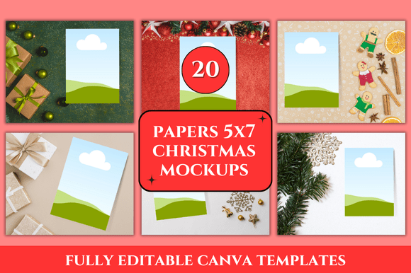 Christmas Paper Mockup for Canva: 20 Festive Templates