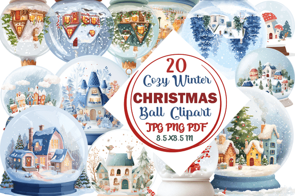 Cozy Winter Christmas Ball Clipart: Festive Design Assets