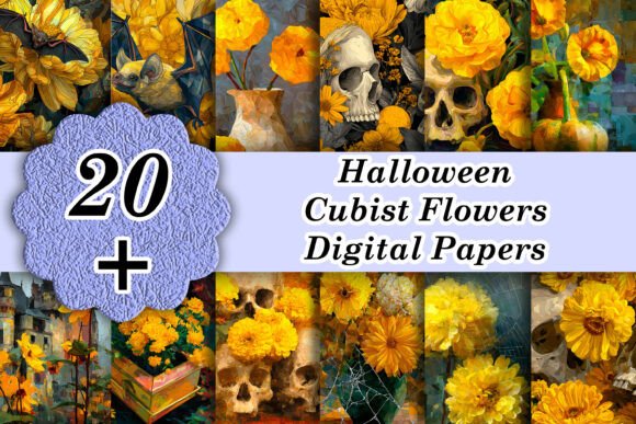 Elevate Halloween Design with Cubist Floral Patterns