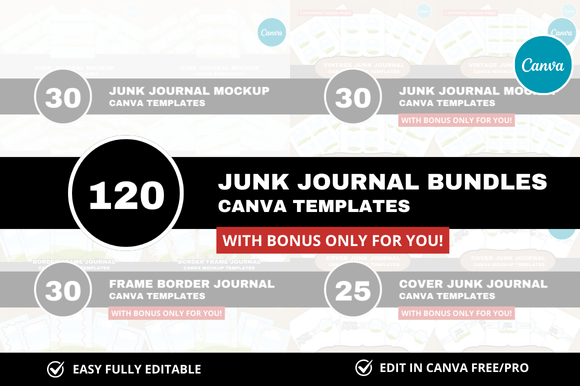 Elevate Your Brand with the 120 Cover Journal Canva Bundle + Bonus