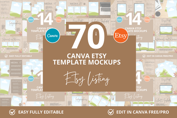 Elevate Your Etsy Shop with a 70 Etsy Listings Mockup Bundle