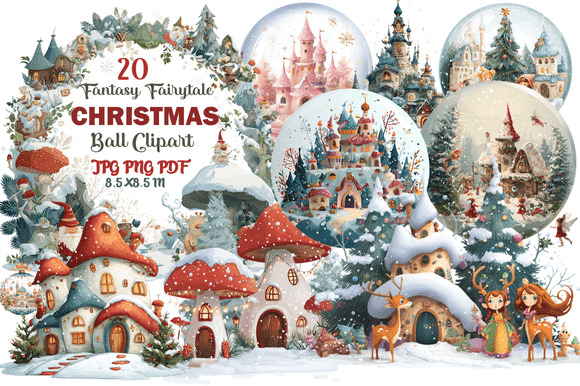 Enchanting Designs: Fantasy Fairytale Christmas Ball Clipart