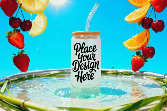 Frosted Libby Glass Mockup: Professional PSD & JPG