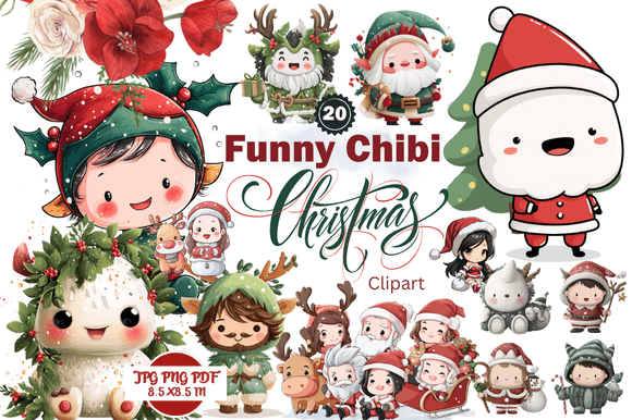 Funny Chibi Christmas Clipart: Elevate Your Holiday Designs