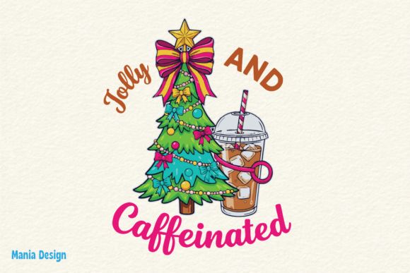 Jolly and Caffeinated PNG: Festive Design Asset