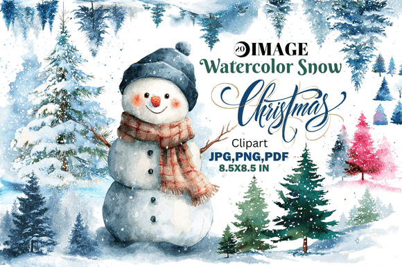 Watercolor Snow Christmas Clipart: Elevate Your Holiday Designs